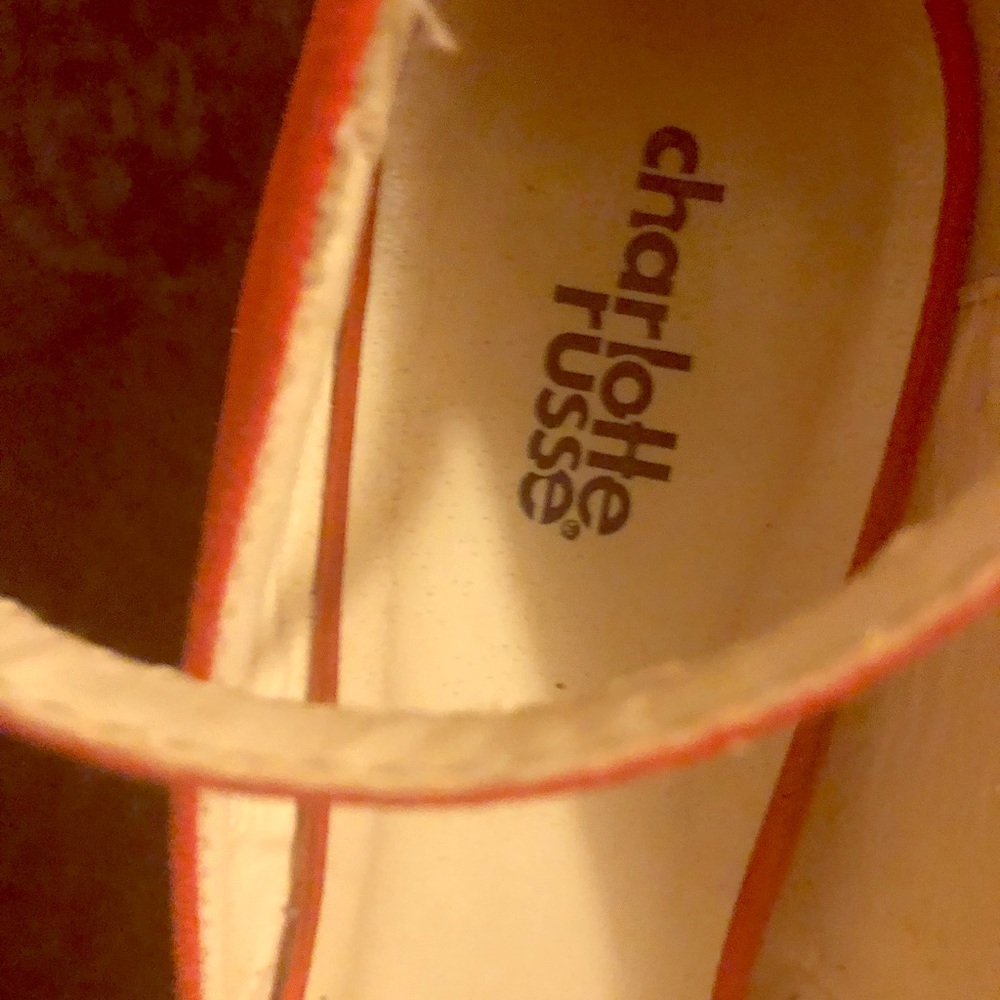 High Wedge Orange Suede Shoe